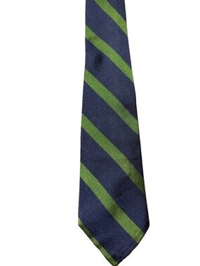 Vintage Navy And Green Ralph Lauren Cotton/Silk Necktie